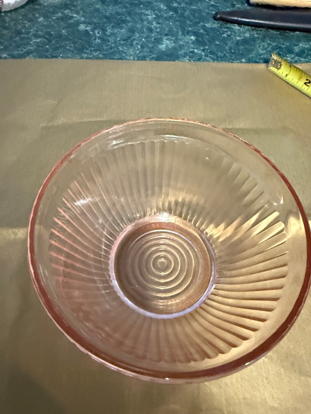 Vintage Pink Ribbed Glass Bowl 5.25” - Depression Glass Style, Fluted Design